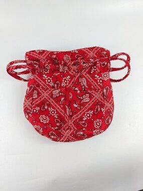 VTG A.D. Sutton & Sons Hong Kong Red Paisley Bandanna Cinch Hand Bag Purse